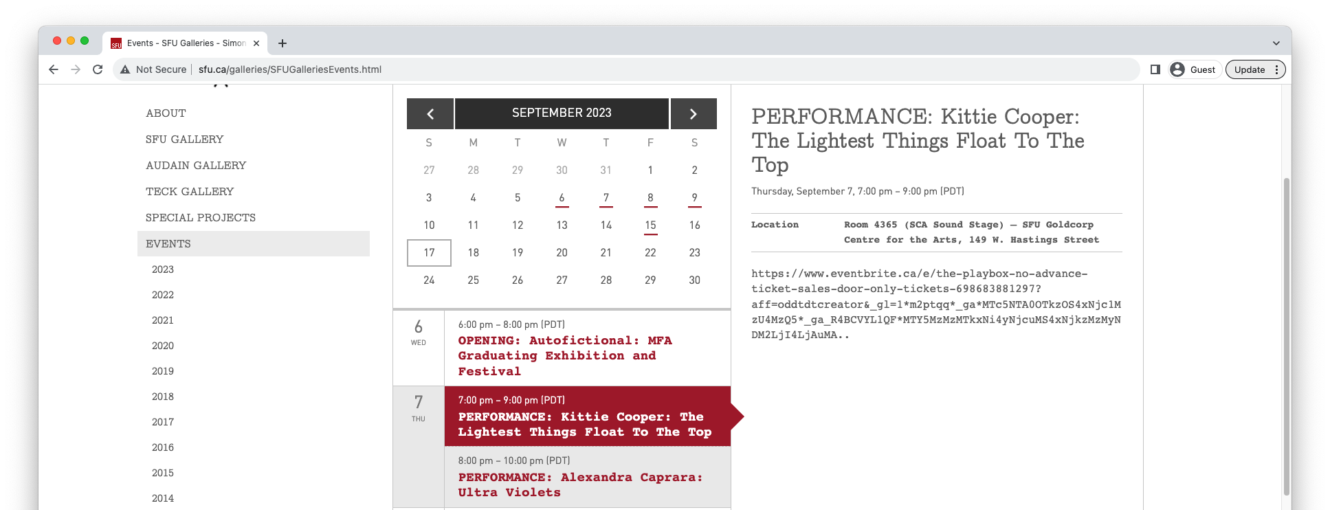 screenshot fig 4.6, events page